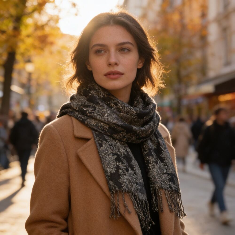 Floral Metallic Scarf